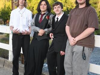 Four students on the bridge. 